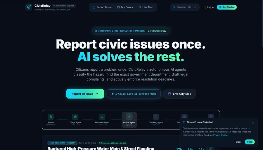 CivicRelay project interface screenshot